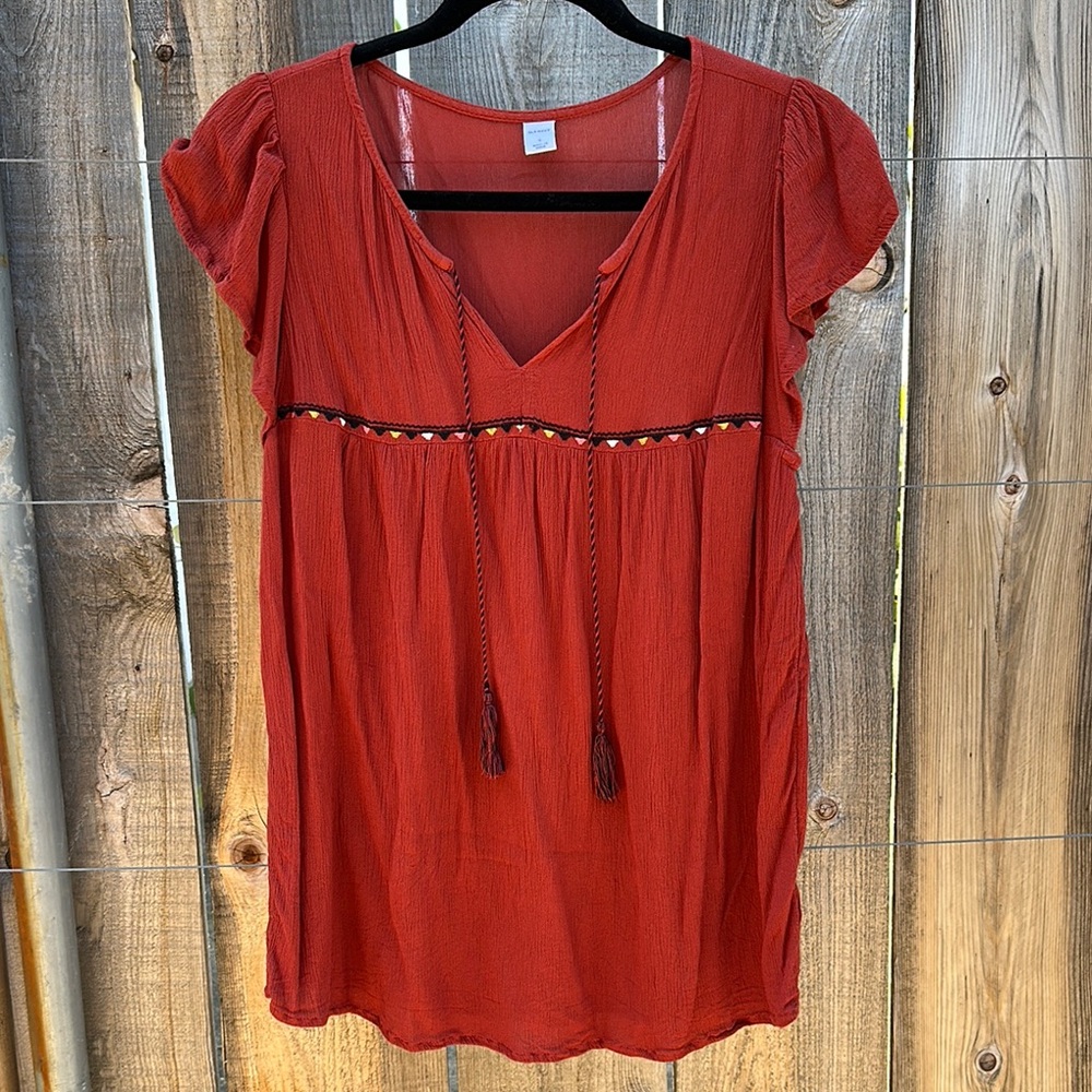 Old Navy Terracotta Tunic Blouse with Butterfly sleeves